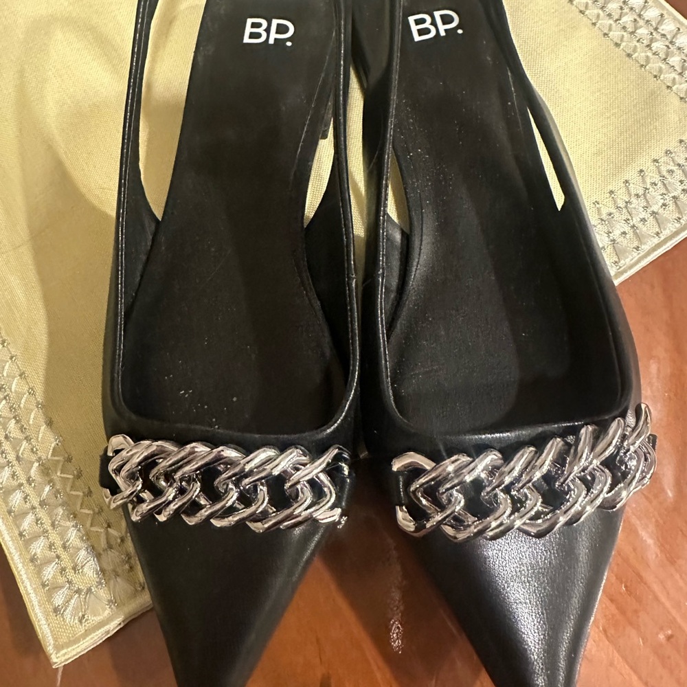 BP Black and Silver Flats with Braided Detail